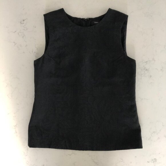 Theory C Aster Jacqua Sleeveless Scoop Neck Lined Floral Top Black Sz S NWOT - Picture 3 of 12